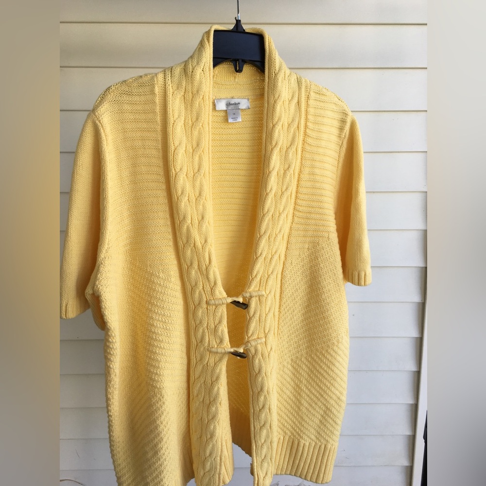 Canary Yellow Cj Banks Women Short Sleeve Sweater Sz 1x